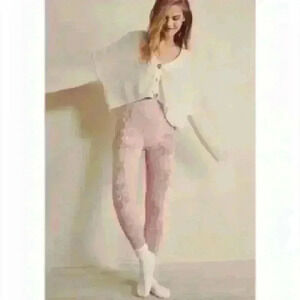 Free People Intimately No Turning Back Mauve Semi-Sheer Lace Leggings Size M/L